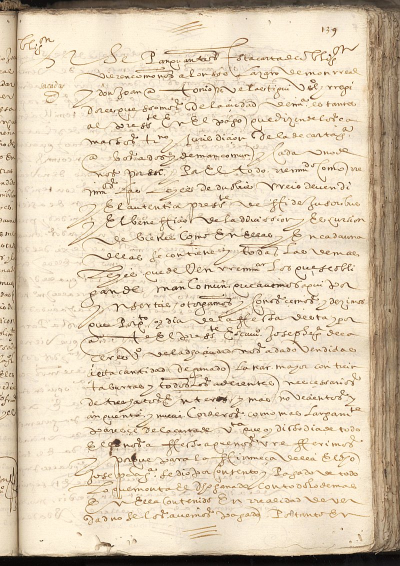 Obligación de Alonso Lázaro Monreal y Antonio de Verastegui, vecinos y corregidores de Cartagena, a favor de José García de Cáceres, vecino de Cartagena.
